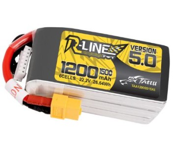 Tattu - 1460 - R-Line Version 5.0 1200mAh 6S1P 22.2V 150C LiPo Battery Pack with XT60 Plug