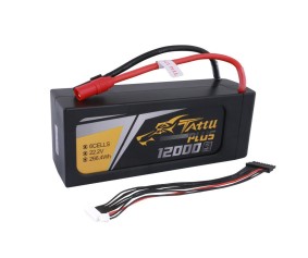 Tattu Plus 2.0 - 530 - 12000mAh 22.2V 15C 6S1P Lipo Smart Battery Pack with AS150 + XT150 Plug 202x76x61mm
