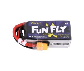 Tattu FunFly - 517 - 1300mAh 100C 14.8V 4S1P lipo battery pack with XT60 Plug 73x35x28.5mm