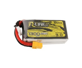 Tattu R-Line - 596 - Version 3.0 1300mAh 14.8V 120C 4S1P Lipo Battery Pack with XT60 Plug 77x38.5x27mm