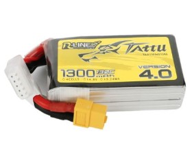 Tattu - 1395 - R-Line Version 4.0 1300mAh 4S1P 14.8V 130C LiPo Battery Pack with XT60 Plug 