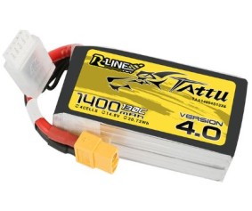 Tattu - 1396 - R-Line Version 4.0 1400mAh 4S1P 14.8V 130C LiPo Battery Pack with XT60 Plug