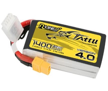 Tattu - 1396 - R-Line Version 4.0 1400mAh 4S1P 14.8V 130C LiPo Battery Pack with XT60 Plug Tattu - 1396 - R-Line Version 4.0 1400mAh 4S1P 14.8V 130C LiPo Battery Pack with XT60 Plug