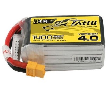 Tattu - 1001 - R-Line Version 4.0 1400mAh 6S1P 22.2V 130C LiPo Battery Pack with XT60 Plug