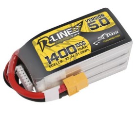Tattu - 1461 - R-Line Version 5.0 1400mAh 6S1P 22.2V 150C LiPo Battery Pack with XT60 Plug