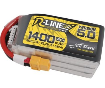 Tattu - 1461 - R-Line Version 5.0 1400mAh 6S1P 22.2V 150C LiPo Battery Pack with XT60 Plug
