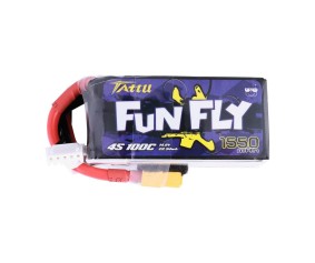 Tattu FunFly - 518 - 1550mAh 100C 14.8V 4S1P lipo battery pack with XT60 Plug 72x35x36mm