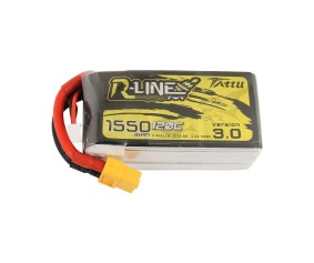 Tattu R-Line - 597 - Version 3.0 1550mAh 14.8V 120C 4S1P Lipo Battery Pack with XT60 Plug 77x38.5x32.5mm