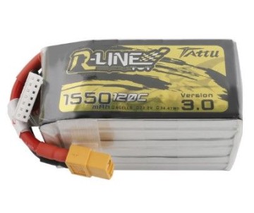Tattu - 761 - R-Line Version 3.0 1550mAh 6S1P 22.2V 120C LiPo Battery Pack with XT60 Plug