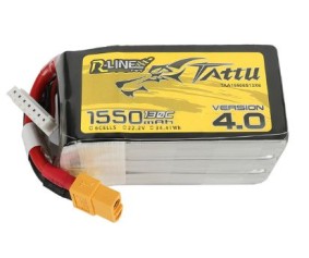 Tattu - 1398 - R-Line Version 4.0 1550mAh 6S1P 22.2V 130C LiPo Battery Pack with XT60 Plug