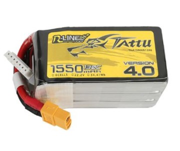 Tattu - 1398 - R-Line Version 4.0 1550mAh 6S1P 22.2V 130C LiPo Battery Pack with XT60 Plug
