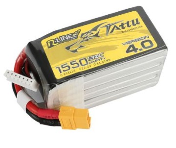 Tattu - 1398 - R-Line Version 4.0 1550mAh 6S1P 22.2V 130C LiPo Battery Pack with XT60 Plug