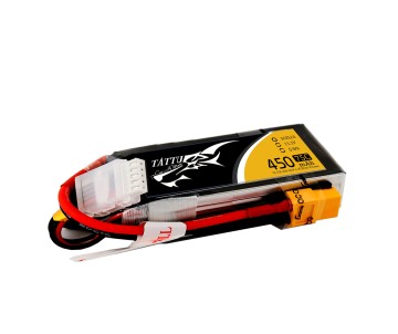 Tattu - 229 - 450mAh 3S1P 11.1V 75C LiPo XT30 Plug Soft Case Long Size 63x16x21mm