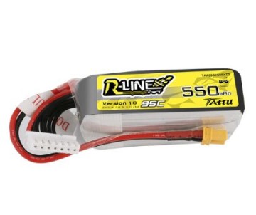 Tattu - 1440 - R-Line 550mAh 6S1P 22.2V 95C 6 LiPo Battery Pack With XT30 Plug