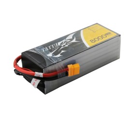 Tattu - 083 - 8000mAh 6S1P 22.2V 25C LiPo XT60 Plug Soft Case 168x65x51mm