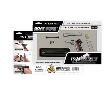 GoatGuns 1/2.5 Scale 1911 Metal Diecast Model Assembly Kit - Silver with dark brown grips
