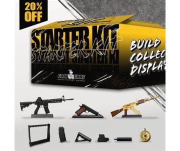 GoatGuns Starter Pack. Includes 3 Guns, 1 Gun Display Rack and 5 Attachments