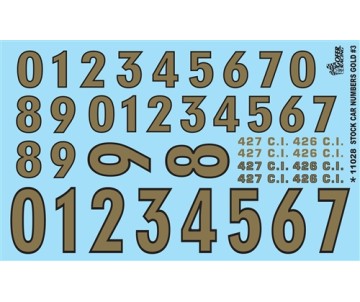 Gofer Racing Gold Numbers Model Car Decal Sheet 1/24