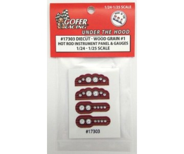Gofer Racing Hot Rod Instrument Panel Wood Grain #1 1/24 - 1/25
