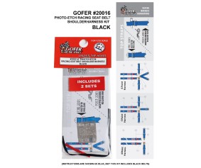 Gofer Racing Photo-Etch Seatbelt And Shoulder Harness Kit Fits 1/24, 1/25 NASCAR Dragster - Black