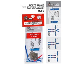 Gofer Racing Photo-Etch Seatbelt And Shoulder Harness Kit Fits 1/24, 1/25 NASCAR Dragster - Blue
