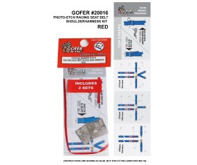 Gofer Racing Photo-Etch Seatbelt And Shoulder Harness Kit Fits 1/24, 1/25 NASCAR Dragster - Red