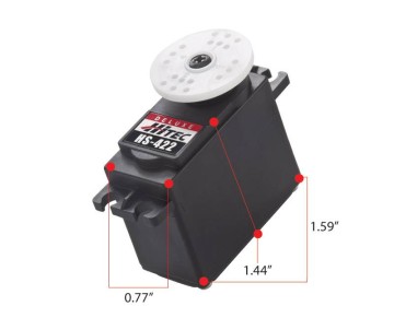 Hitec HS-422 Deluxe Standard, Nylon, Dual Oilite BB Servo (57 oz/in | 0.16 sec | 1.59x0.77x1.44