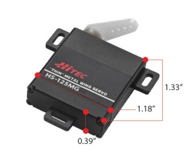 Hitec HS-125MG Slim Metal Gear Wing Servo, Dual BB (49 oz/in | 0.13sec | 1.18x0.39x1.33