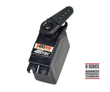 Hitec D485HW, 32-Bit, Wide Voltage, Carbonite Servo (67-103oz/in | 0.2-.15sec | 1.57x0.78x1.49