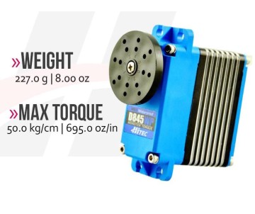 Hitec D-845WP Ultra Torque Steel Gear Waterproof Mega Servo (562oz-in|0.21sec@6.0V 694oz-in|0.17sec@7.4V|2.60 x 1.26 x 2.44