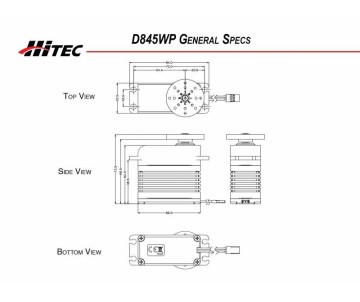 Hitec D-845WP Ultra Torque Steel Gear Waterproof Mega Servo (562oz-in|0.21sec@6.0V 694oz-in|0.17sec@7.4V|2.60 x 1.26 x 2.44