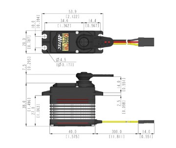 Hitec D950TW 25T Digital, Wide Voltage Titanium Coreless Servo