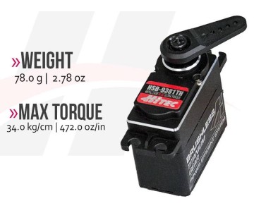 Hitec HSB-9381TH Full Metal Case, Ultra Torque, Brushless, Titanium Gear Servo (472oz/in | 0.14sec | 1.57 x 0.79 x 1.5