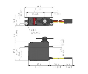 Hitec MD-250MW Torque Metal Gear Coreless Mini (Standard 25 Tooth Spline)