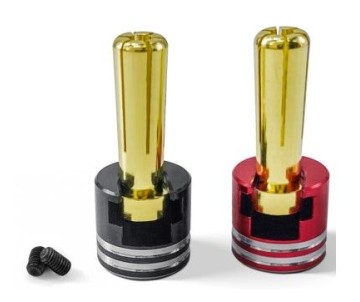 Hobby Details Heatsink Bullet Plug Grips with 5mm Bullets (Black/Red)