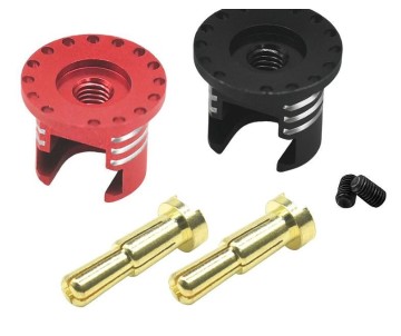 Hobby Details Heatsink Bullet Plug Grips with 4-5mm Bullets (Black/Red)