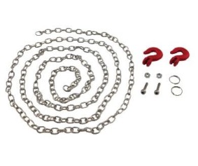 Hobby Details 1/10 RC Crawler Accessories Tow Chain with Red Hooks, Silver Chain: 890mm
