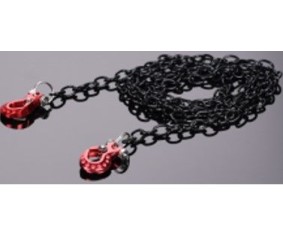 Hobby Details 1/10 RC Crawler Accessories Tow Chain with Premium Red Hooks, Black Chain: 890mm