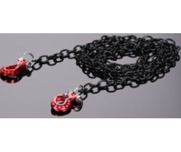Hobby Details 1/10 RC Crawler Accessories Tow Chain with Premium Red Hooks, Black Chain: 890mm
