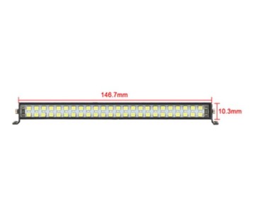 Hobby Details 1/10 Double Row Light Bar - 48 LED (White) 5-8V, Roof Mount, Receiver Plug 146.7x10.3mm
