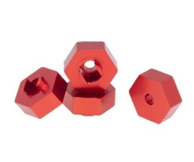 Hobby Details Traxxas 1/18 Teton Aluminum Hex Adaptor (4) - Red - Replaces TRA7669