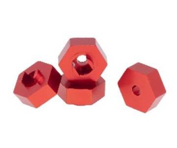 Hobby Details Traxxas 1/18 Teton Aluminum Hex Adaptor (4) - Red - Replaces TRA7669