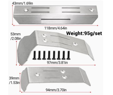 Hobby Details Stainless Steel Chassis Skid Plate for Mini Maxx - 3 Parts
