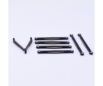 Hobby Details Aluminum Lower Tie Rod Set B-Style for Axial SCX24 Jeep Wrangler (7)(Black/Gold)