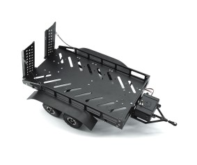 Hobby Details 1/16 to 1/18 Trailer with LED Lights (Trailer Bed 30 x 16 x 8.5 cm)(Ramps 12 x 4 cm) - Black