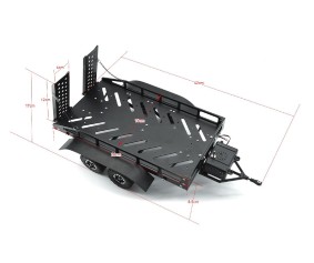 Hobby Details 1/16 to 1/18 Trailer with LED Lights (Trailer Bed 30 x 16 x 8.5 cm)(Ramps 12 x 4 cm) - Black