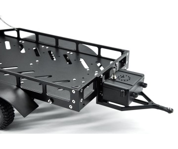 Hobby Details 1/16 to 1/18 Trailer with LED Lights (Trailer Bed 30 x 16 x 8.5 cm)(Ramps 12 x 4 cm) - Black