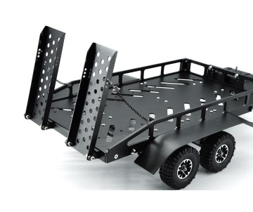 Hobby Details 1/16 to 1/18 Trailer with LED Lights (Trailer Bed 30 x 16 x 8.5 cm)(Ramps 12 x 4 cm) - Black
