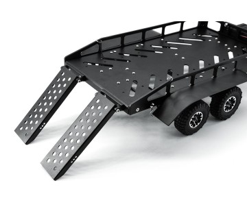 Hobby Details 1/16 to 1/18 Trailer with LED Lights (Trailer Bed 30 x 16 x 8.5 cm)(Ramps 12 x 4 cm) - Black