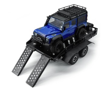 Hobby Details 1/16 to 1/18 Trailer with LED Lights (Trailer Bed 30 x 16 x 8.5 cm)(Ramps 12 x 4 cm) - Black